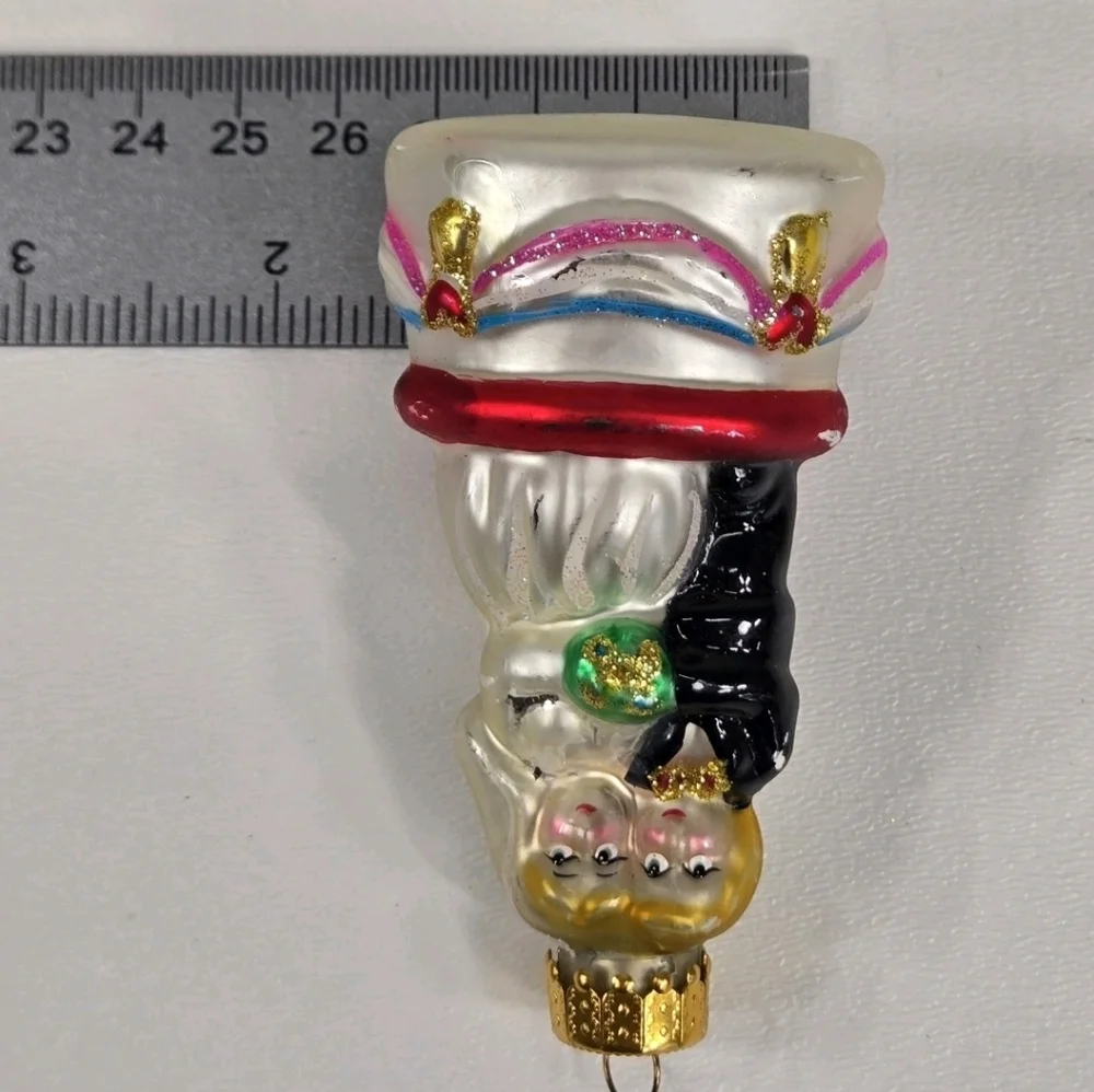 VTG‎ Wedding Bride Groom Couple Glass Christmas Tree Ornament Gift  Hand Painted